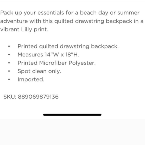 NWT Lilly Pulitzer Printed Quilted Drawstring Backpack main image 12